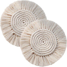 Pure woven round coasters, non-slip and heat-resistant lace cushions, bohemian style placemats
