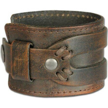 Men's Leather Bracelet Force Cuff Antique Brown - Brand - Model - Leather - Brown - Men