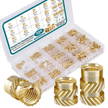 Pack of 350 threaded nuts M2 M2.5 M3 M4 M5 M6 with plastic box (knurled nuts with internal thread, assortment of inserts)