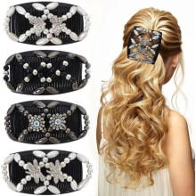 4-Piece Magic Stretch Comb Set, Elastic Hair Comb, Double Clip Hair Clips, Elastic Hair Styling Accessories