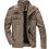 Men's Quilted Aviator Jacket, Solid Color Jacket, Stand-Up Collar Jacket, Casual Jacket, Khaki Jacket 1