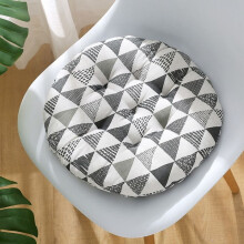 Chair cushion, round breathable tatami cushion for dining room/office/sofa (grey triangle, 40 cm, set of 2)