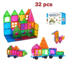 32-piece Magnetic Building Block Set, Educational and Creative Toy, Gift for Children Ages 3 and Up, Stacking Toys