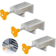 3-Piece Sliding Bay Window Lock, Sliding Window Lock, Child Safety Lock with Key, Sliding Window Stop