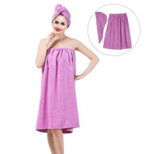 EBTOOLS Women's Soft Spa Bath Body Wrap Set Towel Robe with Quick-Drying Hair Cap