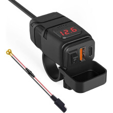USB/QK3.0 and PD/Type-C Car Charger Socket, for Motorcycle IP66 for Marine Boat SUV 12V (Red: USB+Type C)