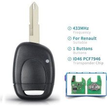 Blank ID46 electronic key for Clio 2, Kangoo 1 Phase 2, Twingo, NE72 blade