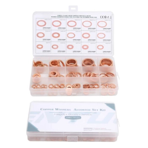 Sonew 150pcs Sealing Ring Flat Sealing Ring Red Copper O-ring Sealing Washer