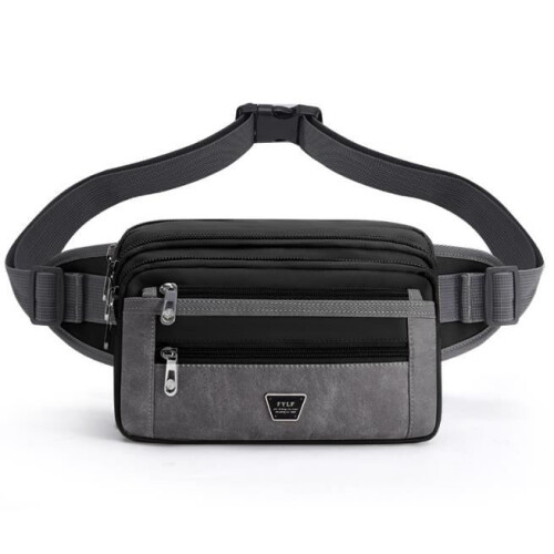 Fanny Pack - Unisex - Large Capacity - 7 Zipped Pockets - Adjustable Strap - Black