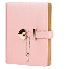 Notebook, girl's journal, with heart-shaped lock and key, leather travel journal, secret notepad, for gift