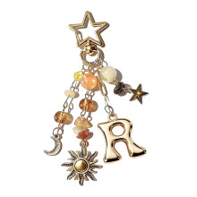 Custom Initial Letter Key Chain Trendy Star Moon Design-Rstyle