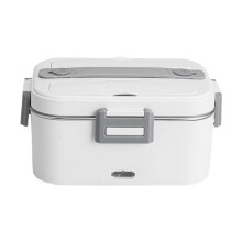 Electric Lunch Box with 304 Stainless Steel Pot, 3-Voltage for 12V/24V Vehicle, Includes Insulated Bag and Removable Cutlery