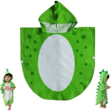 Children's bath towel, baby bathrobe, cotton dinosaur pattern bathrobe, children's hooded poncho for the beach and