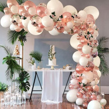 Rose Gold Balloon Arch - 104-piece Party Decoration Kit - Natural and Biodegradable Latex