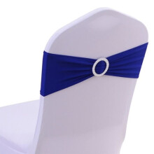 50 Stretch Chair Bows, Wedding Chair Cover Band with Sliding Bow Buckle, Chair Decorations, Navy Blue