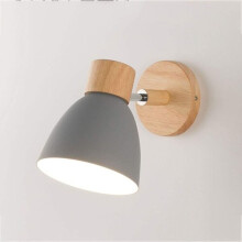 Macaron Shaped Wall Lamp, Iron and Wood Nordic Style Light Fitting with E27 Base for Bedroom
