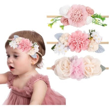 3Pcs Baby Girl Nylon Headbands Flower Elastic Hair Band Bows Hair Accessories for Newborn Infant
