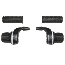 Mountain bike shifter with pair of grips - P2R Indexe Type Gripshift 7V twist grip - black - 7 speeds
