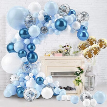 Balloon Garland - Unspecified - 112 pcs - Blue, White, Macaron - Birthday Decoration - Party