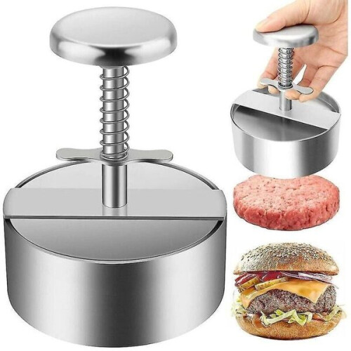Stainless Steel Burger Press with 10 Thickness Settings, Dishwasher Safe Kitchen Tool