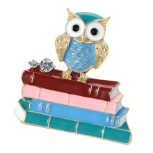 Ornement élégant de broche de hibou et de littérature idéal-Bleu