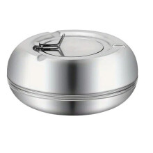 Stainless Steel Covered Ashtray, Removable Lid for Odour and Spill Prevention, Suits Desk Patio Balcony