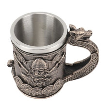 SURENHAP Resin Beer Mug, Vintage Viking Beer Mug, Large Capacity Stainless Steel Liner, Resin Process Mug, Decorative Figurine