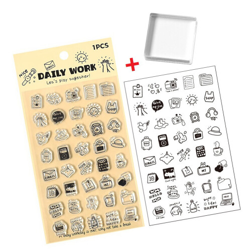 Cartoon Clear Silicone Stamper With Acrylic Handle-work hard