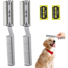 Grooming Comb - Hair Grooming - 2 Pieces - White - For Dogs - Compact and Portable