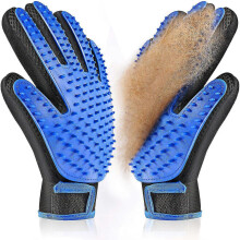 Guanti per la toelettatura di cani e gatti con design a 5 dita e punte in silicone.