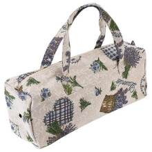 Fabric storage bag for knitting needles - FDIT - Purple flower and pink jacquard - 40x14x14cm