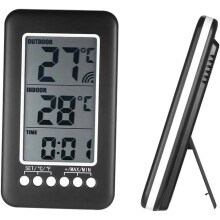 Wireless indoor thermometer, LCD / Digital indoor/outdoor thermometer Clock temperature measurement.