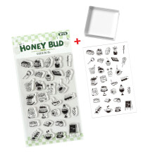 Scrapbooking siliconen stempelset met acrylhandvat-Honingknoppen