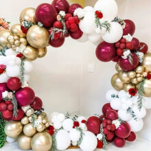 Burgundy, Gold, and White Balloon Garland and Arch for Parties, Birthdays, Weddings, and New Year's Decorations