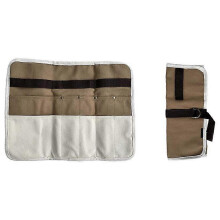 Canvas Cutlery Roll Storage Bag with Multi-Compartment Design for Outdoor Camping