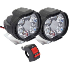 2-Piece LED Motorcycle Headlights, 12V Auxiliary Fog Lights with Switch for Motorcycles and Scooters, Multiple Colors, YYV