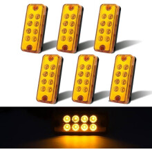 Rectangular side marker lights, clearance indicator, 1224V, sealed lamp, surface mount, 6 pieces, amber