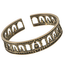 Vintage stijl open manchet messing armband met-bronzen