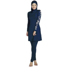 Full Cover Muslim Women's Floral Tankini Swimsuit, Arab Hijab Swimwear, Ladies Surfing Beachwear, Burkini, 6 Colors, Blue