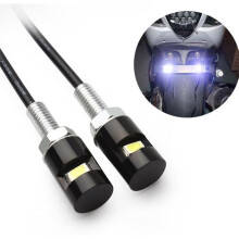 Set of 2 license plate lights, screw-on license plate holder, 12V white LED bulb, waterproof/rainproof, bracket