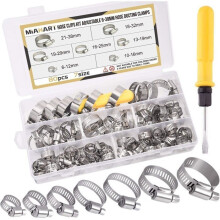 60 Pieces Stainless Steel Hose Clamps 6-38mm Adjustable Steel Hose Clamps Adjustable Clips Assortment of 7 Sizes