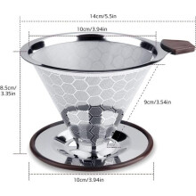 Stainless steel hand-brewed coffee basket filter. Suitable for filtering impurities from coffee.