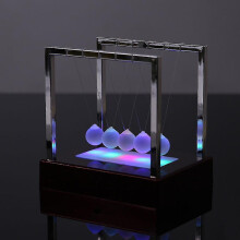 Newton's Cradle LED Light Up Kinetic Energy Science Toy with Glowing Base for Home Office Decor