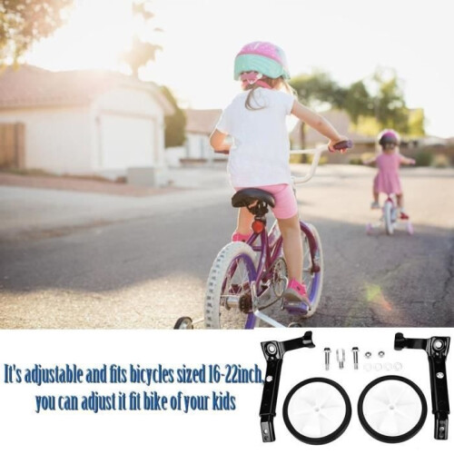 Stabilizer wheels, universal stabilizers adaptable for children's bicycles 16" - 22" (black)