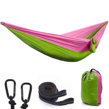 Amaca in tessuto di nylon paracadute per picnic e campeggio all'aperto, 270x140 cm, singola o doppia, portata 300 kg.