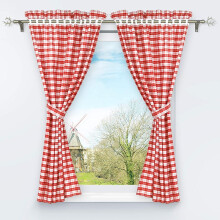 HongYa Red Blackout Curtain - Set of 2 - Checkered Pattern - H/W 120x80cm