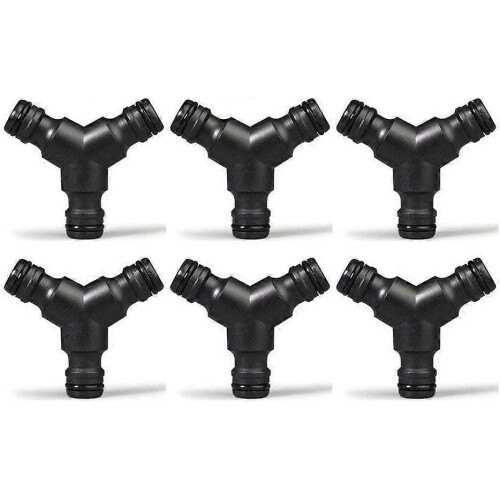 Plastic Snap-on 3 Way Garden Hose Splitter Y Connector, 6 Pack, Rust Resistant