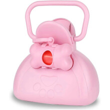 Pet Jaw Scoop Portable Dog Poop Scooper with Bags, Pink Plastic Sanitary Waste Pick Up Tool