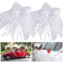 200 Pieces White Wedding Car Bows, Wedding Car Decorations, White Bow Decorations, Satin Bows for Car Decoration