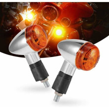 2-Piece Chrome Bullet Motorcycle Turn Signals, Front and Rear Lights for Honda, Harley, Kawasaki, Suzuki, Yamaha, Street, Standard